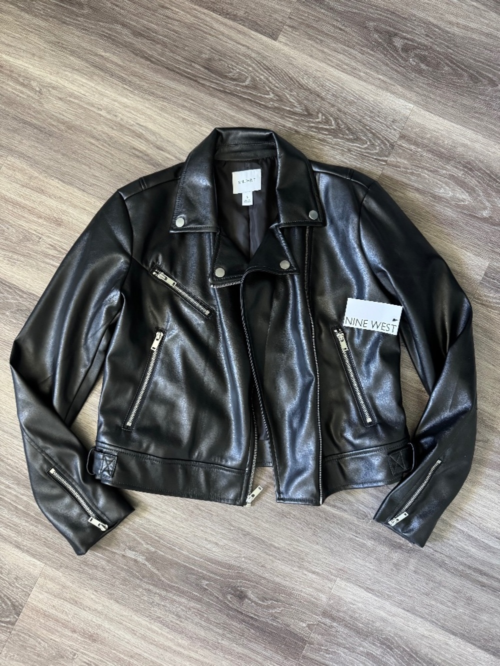 Nine West Moto Jacket Leather Jacket Black Small